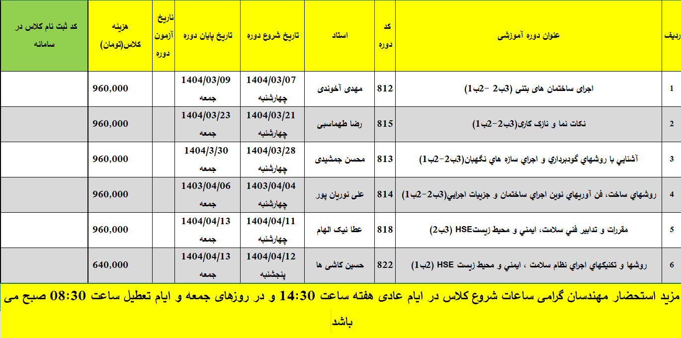 برنامه ثبت نام