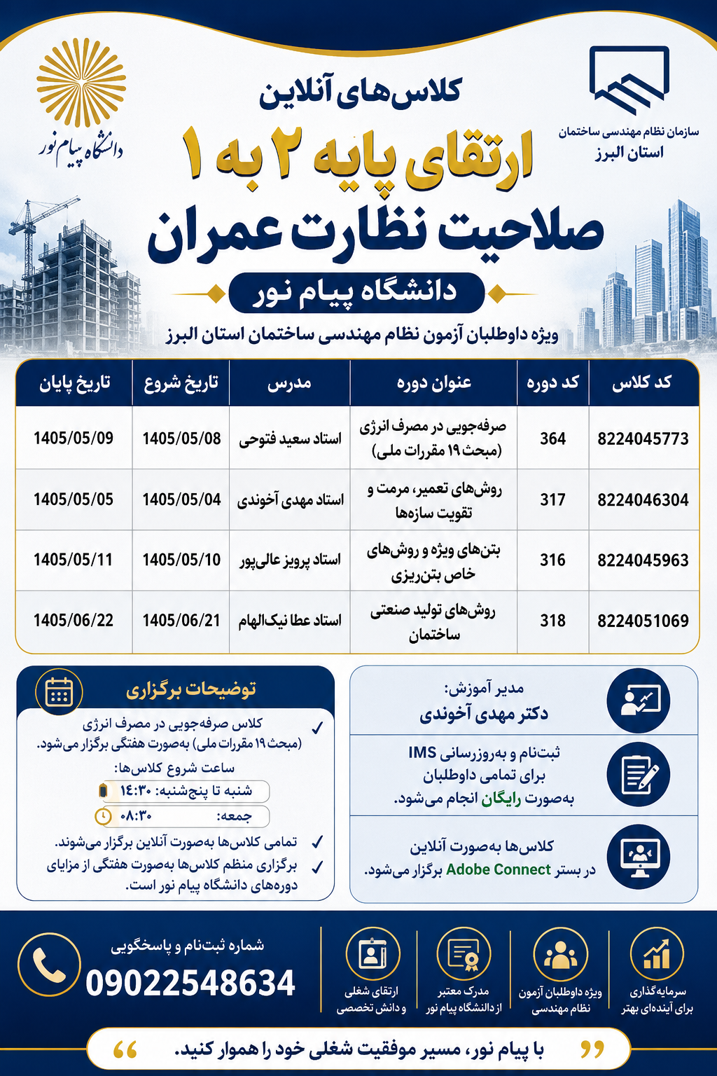 کلاس های ارتقا پایه 2ب1 نظارت عمران دکتر مهدی آخوندی